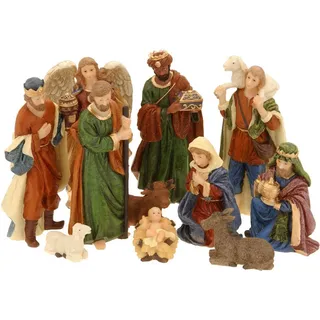 Spetebo - Krippe Figuren Set - 11-teilig - Klein - Weihnachten Advent Tisch Deko Zubehör