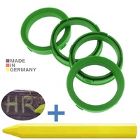 4X Zentrierringe 73,1 x 58,6 mm Hellgrün Felgen Ringe + 1x Reifen Kreide Fett Stift
