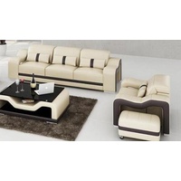 JVmoebel Sofa Design Sofagarnitur Couch Polster Sofas Leder Modern 3+1 Sitzer Komplett Set beige