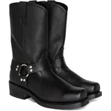 LMUIPMAA Männer PU Leder Westernreitstiefel Mi-Mollet Ritter Stiefel Quadrat Zehen Motorrad Cowboy Stiefel,Schwarz,48 EU - 48 EU