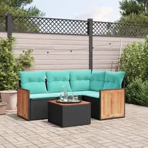 vidaXL Gartensofa-Set 5-tlg. schwarz