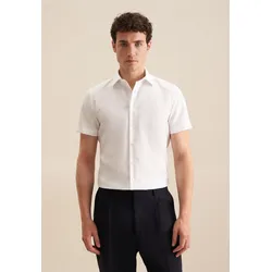 Businesshemd SEIDENSTICKER "Slim", Herren, Gr. S (37), normale Ärmellängen, weiß, 100% Baumwolle, unifarben, slim fit, Kurzarm gerader Abschluss, Hemden, Slim Kurzarm Kentkragen Uni