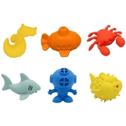 LK Trend & Style Badespielzeug Hai, Blauer Taucher, Kugelfisch, Krabbe, U-Boot, Seepferdchen rot