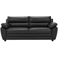 Vente-Unique Sofa, Schwarz, Leder, Uni, 3-Sitzer, 201x88x82 cm, Wohnzimmer, Sofas & Couches, Sofas