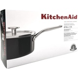 KitchenAid Steel Core Enamel Stielkasserolle 18 cm Ø 2.0 L Onyx Schwarz, Pfanne + Kochtopf, Schwarz