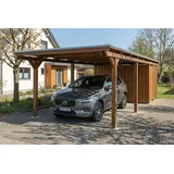 SKANHOLZ Emsland Flachdach Carport 3,40 x 8,46 m nussbaum inkl. Abstellraum