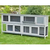 Doppel Hasenstall XXL Kaninchenstall Kleintierstall Käfig grau 230x50x101 cm - 230 x 50 x 101 cm - grau