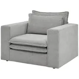 furn.design Relaxsessel Pesaro Cord 110 x 83 x 110 cm Grau mit Hocker