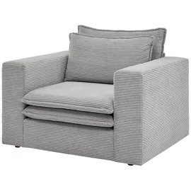 furn.design Relaxsessel Pesaro Cord 110 x 83 x 110 cm Grau mit Hocker