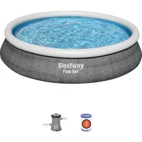 BESTWAY Fast Set Aufstellpool ⌀ 457 x 84 cm Grau inkl. Filterpumpe