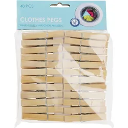 Wäscheklammer Holzklammer Clips Wäsche Holz Set mit 48 Stück Bambus