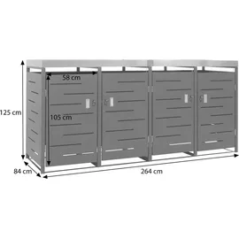 MCW Mülltonnenbox MCW-H40 110 x 250 x 75 cm edelstahl/metall