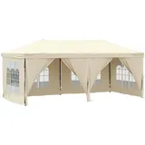 vidaXL Partyzelt Faltbar mit Seitenwänden Creme 3 x 6 m