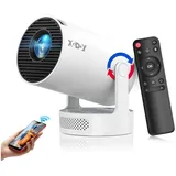 XGODY Mini-Projektor unterstützt 4K 1080P, tragbar Beamer (12000 lm, 1920 x 1080 px, mit WiFi 6 und Bluetooth 5.4, Automatische Trapezkorrektur) weiß