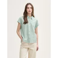 Tom Tailor Striped Kurzarmhemd - White Green Vertical Stripe