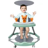 MEELRYD Baby Lauflernhilfe, Faltbarer Baby Walker, 2 in 1 Lauflernhilfe mit Musik & Licht Höhenverstellbar Gehfrei Lauflernwagen Baby ab 6 Monaten (Grün)