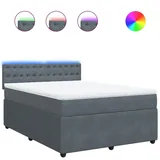 vidaXL Boxspringbett mit Matratze Dunkelgrau 140x200 cm Samt