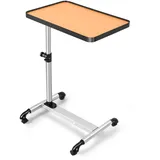 Betttisch mit Rollen, 52 x 34 x 55-85 cm, Höhe/Winkel verstellbar, Pflegetisch Notebooktisch, Rollentisch Beistelltisch mit Bremsen, Laptoptisch Couchtisch