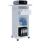 VCM Holz Standschreibtisch ideal für Beamer oder Projektor mit Rollen Maße: H. 108 x B. 60 x T. 50 cm Pultfläche neigbar Schublade abschließbar - Neta