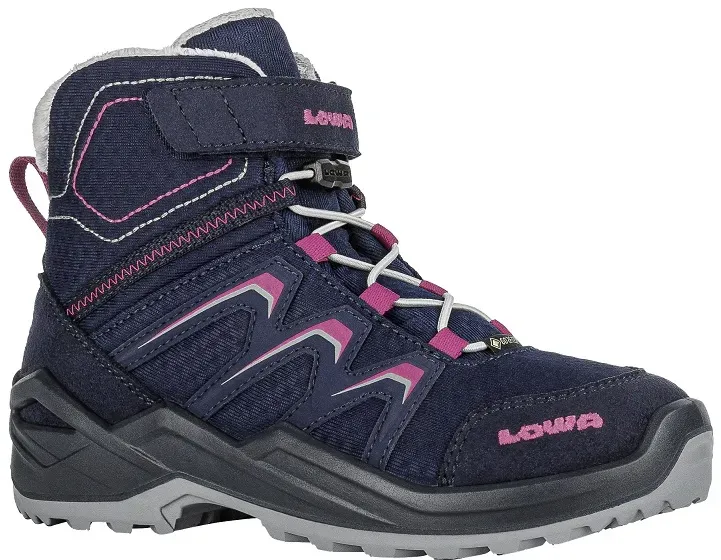 Lowa Winterschuhe Maddox Warm GTX Kid (wasserdicht) navyblau/pink Mädchen