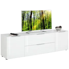VOLEO TV-Lowboard 181x54x40 cm Weiß Hochglanz Holz/Metall