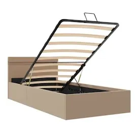 vidaXL Bett mit Bettkasten LED Cappuccino-Braun Kunstleder 100x200 cm