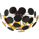 meineWunschleuchte Ausgefallene Deckenleuchte Lampenschirm Schwarz-Gold, Ø 54cm