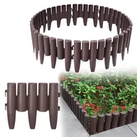 LARS360 14m Kunststoff Rasenkante, Holz Optik Garden Border, Mähkante Beetumrandung Palisade, 28x24cm Braun Zaun