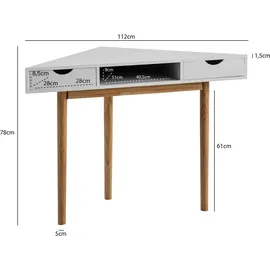 Epcom Eckschreibtisch Kiefer lackiert / Weiß