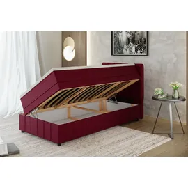 panda möbel Boxspringbett Einzelbett 100x200, Rot, AVALON, mit Bettkästen, mit Matratze, mit Topper, Panda Möbel - Rot