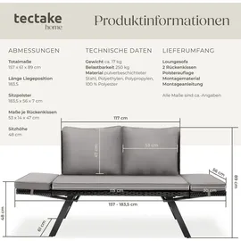 Tectake Sintra Rattan-Loungesofa hellgrau/schwarz