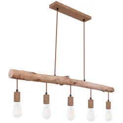 RETRO Pendel Decken Lampe Wohn Zimmer Holz Balken Hänge Leuchte Höhenverstellbar rost-farben