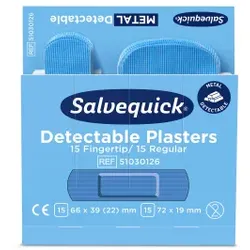 Cederroth Salvequick Detectable Pflastermix, Sterile, detektierbare Fingerkuppen- und Normalpflaster, extra weich & flexibel, 1 Box = 6 x 30 Stück (einzeln, steril verpackt)