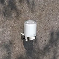 KEUCO AVENO Seifenspender 14652019000 mit satiniertem Stülpglas, zum Kleben/Schrauben, chrom/weiß