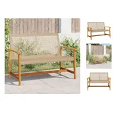 vidaXL Gartenbank Beige 112 cm Poly Rattan und Akazienholz