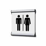 Showdown Displays Showdown Türschild - 15,5x15,5cm - Komplett-Set - Herren/Damen - Weiß - Aluminium - Silber