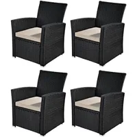 Mucola Gartensessel Gartensessel Rattansessel schwarz aus Polyrattan Balkon Hochlehner (Stück, 4-St., Set auswählbar), Polyrattangeflecht schwarz