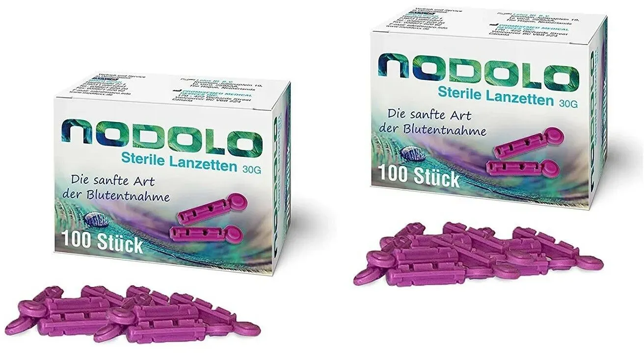 NODOLO Lanzetten. 30g. Zur Verwendung mit dem NODOLO Lanzettiergerät 2x 100Stk.