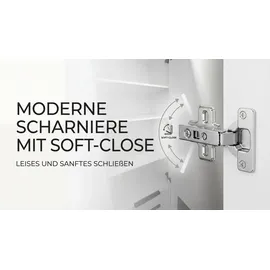A&J MöbelLand Drehtürenschrank KLARI 200 x 215 x 59,5 cm Silberfarben