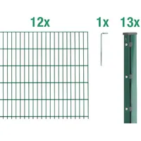 GAH Alberts Alberts Doppelstabmattenzaun 6-5-6, 2,5 m Matte, Höhe 83-203 cm, Länge 10-30 m, Farbe:grün, Zaun-Länge:30 m, Zaun-Höhe:163 cm