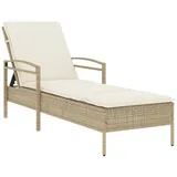 vidaXL Sonnenliege mit Auflage Beige 63x200x81 cm Poly Rattan