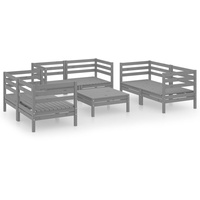 vidaXL 7-tlg Garten-Lounge-Set Grau Massivholz Kiefer