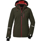 killtec Damen Skijacke/Funktionsjacke mit abzippbarer Kapuze und Schneefang KSW 81 WMN SKI JCKT, oliv, 38, 39746-000