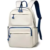 SONARIN Schulrucksack,Wasserdicht Casual Tagesrucksack 14 Zoll Laptop Rucksack für Damen Herren Reise-Rucksack Arbeit Daypack Schultasche College-Rucksack für Mädchen Jungen(Weiß-Blau)