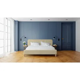 Fun Möbel Polsterbett Doppelbett MIAMI 140x200cm Komplettset in Stoff Monolith Creme