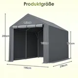 Multifunktions-gerätehaus Dunkelgrau Fahrradgarage, Gartenhaus, Werkzeugzelt, Lagerzelt – 296x190x200cm