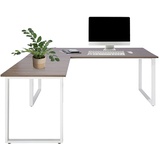 HJH Office 830089 Eckschreibtisch 180x180 WORKSPACE XL I Grau/Weiß Schreibtisch mit großer Arbeitsfläche, Stahlgestell