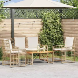 vidaXL Gartenmöbel Set 4-tlg. Natürlich/Cremweiß
