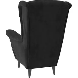 vidaXL Ohrensessel mit Hocker Samt 64 x 96 x 90 cm Schwarz