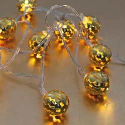 KOOPMAN LED-Minilichterkette Metallkugel gold